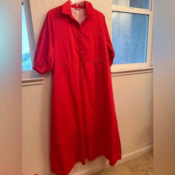 Hermoza Natalia Resort Wear & Quiet Luxury Susanna  Cinched Waist Maxi 💯% Cotton - Picture 3 of 14